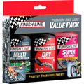 Finish Line Bike Care Value Pack, Includes DRY Chain Lubricant, EcoTech Degreaser and Super Bike Wash Cleaner